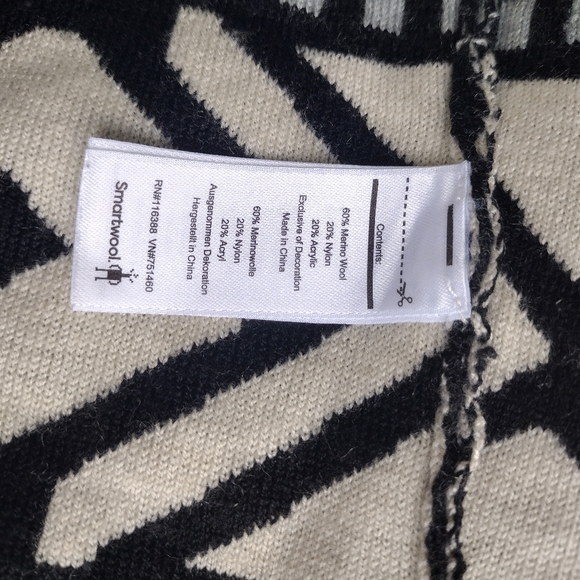 SMARTWOOL Womens Camp House Wrap Drape Sweater BLack Geometric Small - Picture 5 of 6